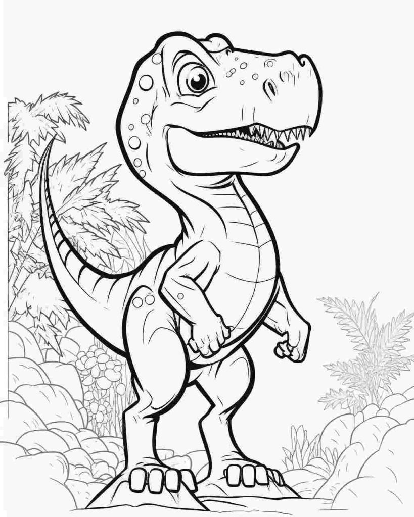 Adorable baby t-rex coloring page