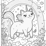 Cat unicorn coloring page 2