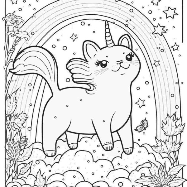 Rainbow Cat Unicorn - ColoringFunHouse