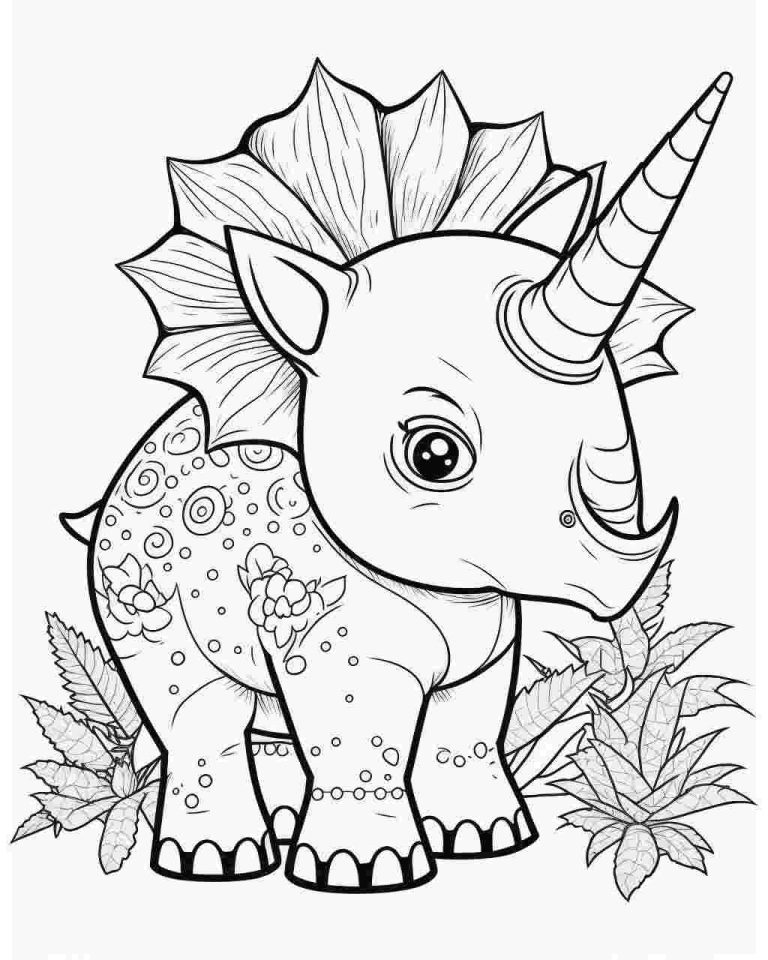 Cute Triceratops Coloringfunhouse 7436