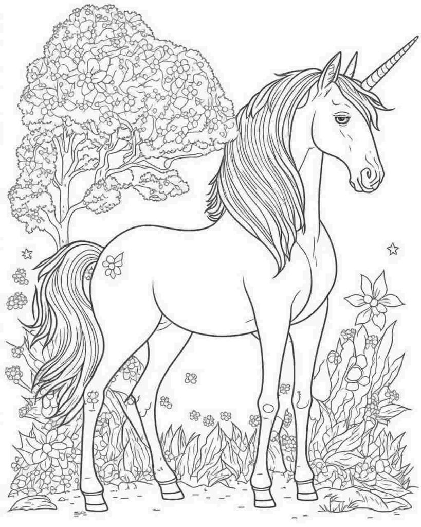 Cute Unicorn coloring page