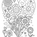 Hearts and flowers coloring page 2
