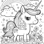 Rainbow Cute Unicorn coloring page