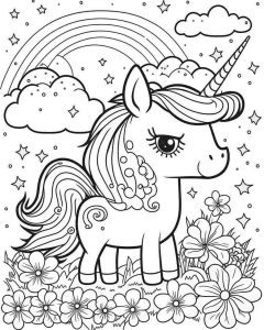 Rainbow Cute Unicorn coloring page