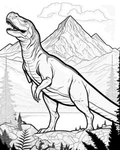 Roaring t-rex coloring page