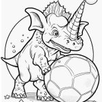 Triceratops playing with ball coloring page